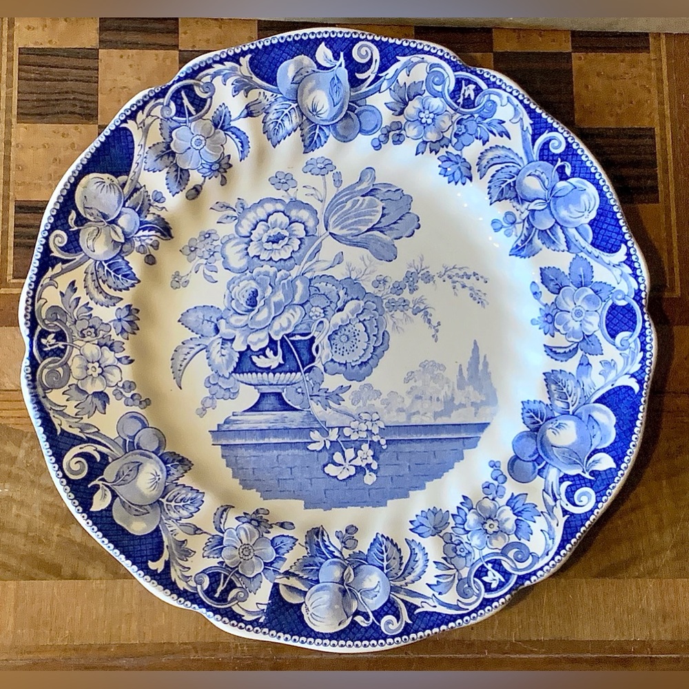 Vtg Discontinued Royal Doulton Pomeroy Blue Scalloped Transferware Dinner Plate